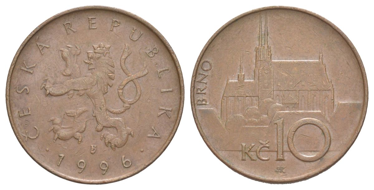 Чехия 10 крон 1996 KM 4 сталь плакированная медью 4629-633