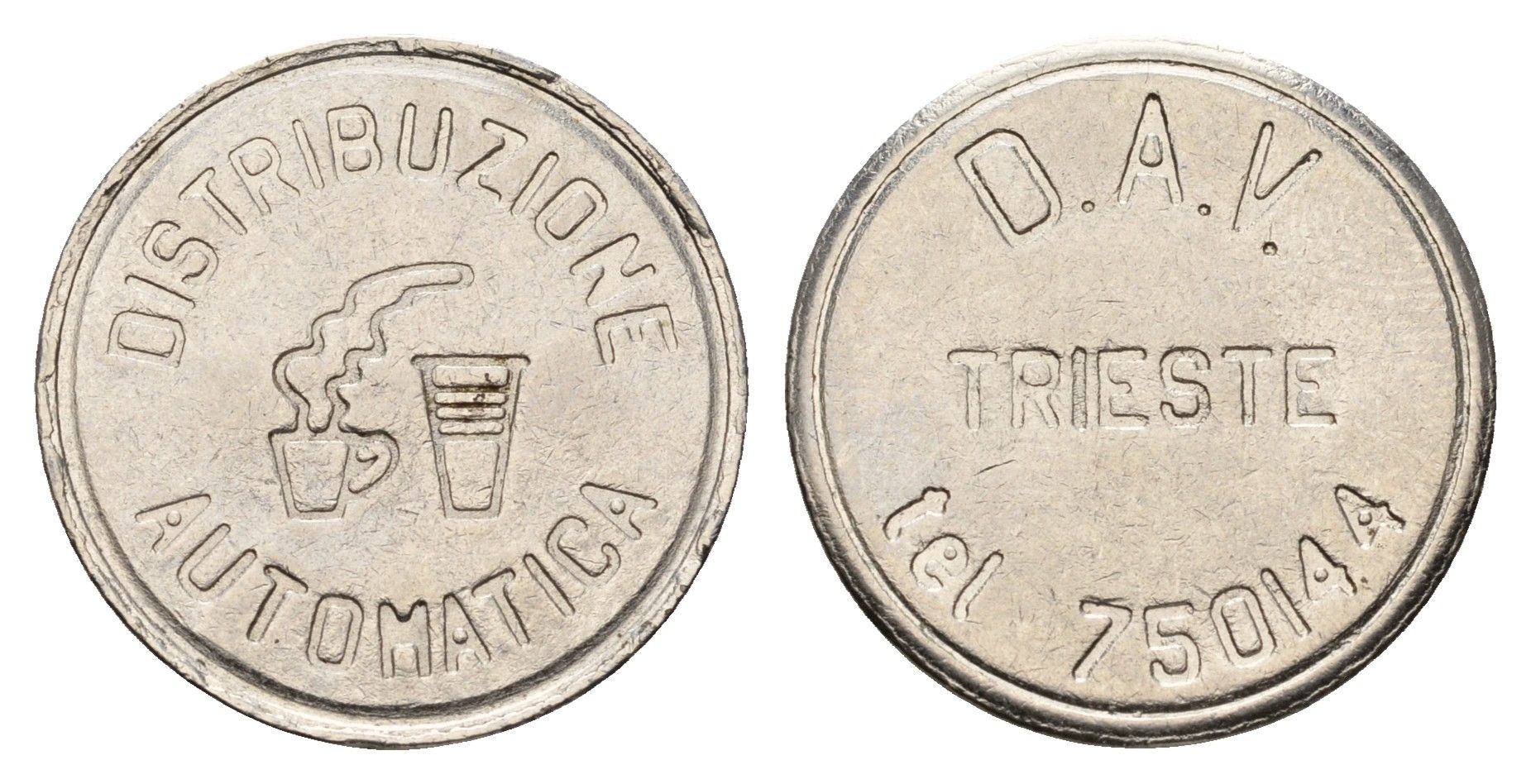 Италия жетон для выдачи напитков - кофе диаметр 24 мм, вес 6,8 гр нержавеющая сталь 4670-952