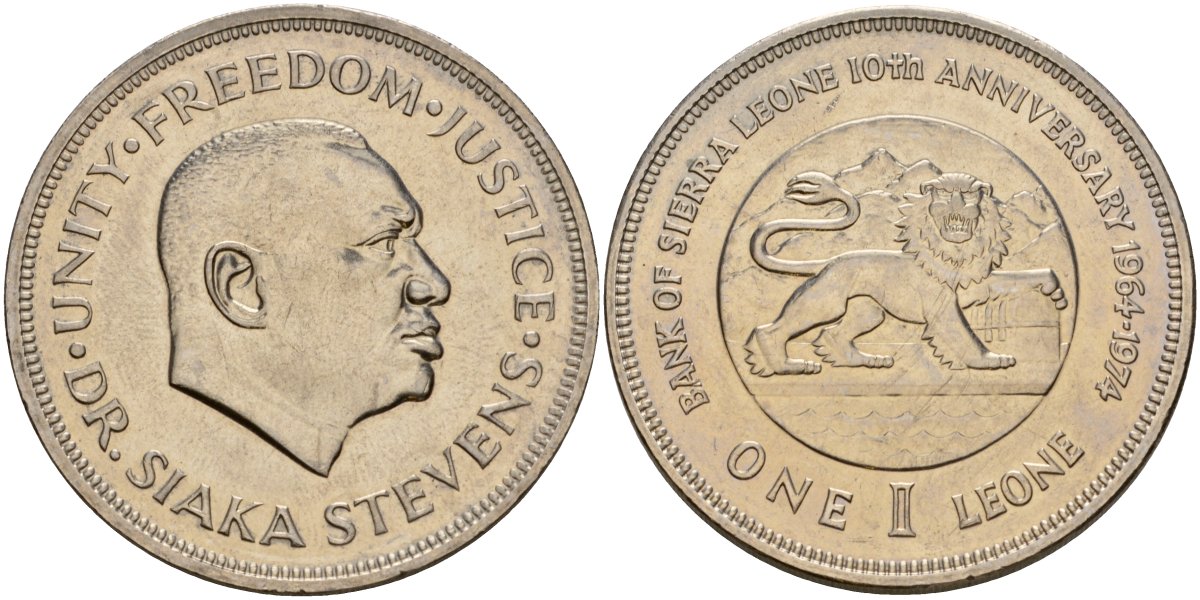 Сьерра-Леоне 1 леоне 1974 KM 26 медно-никель 4125-732