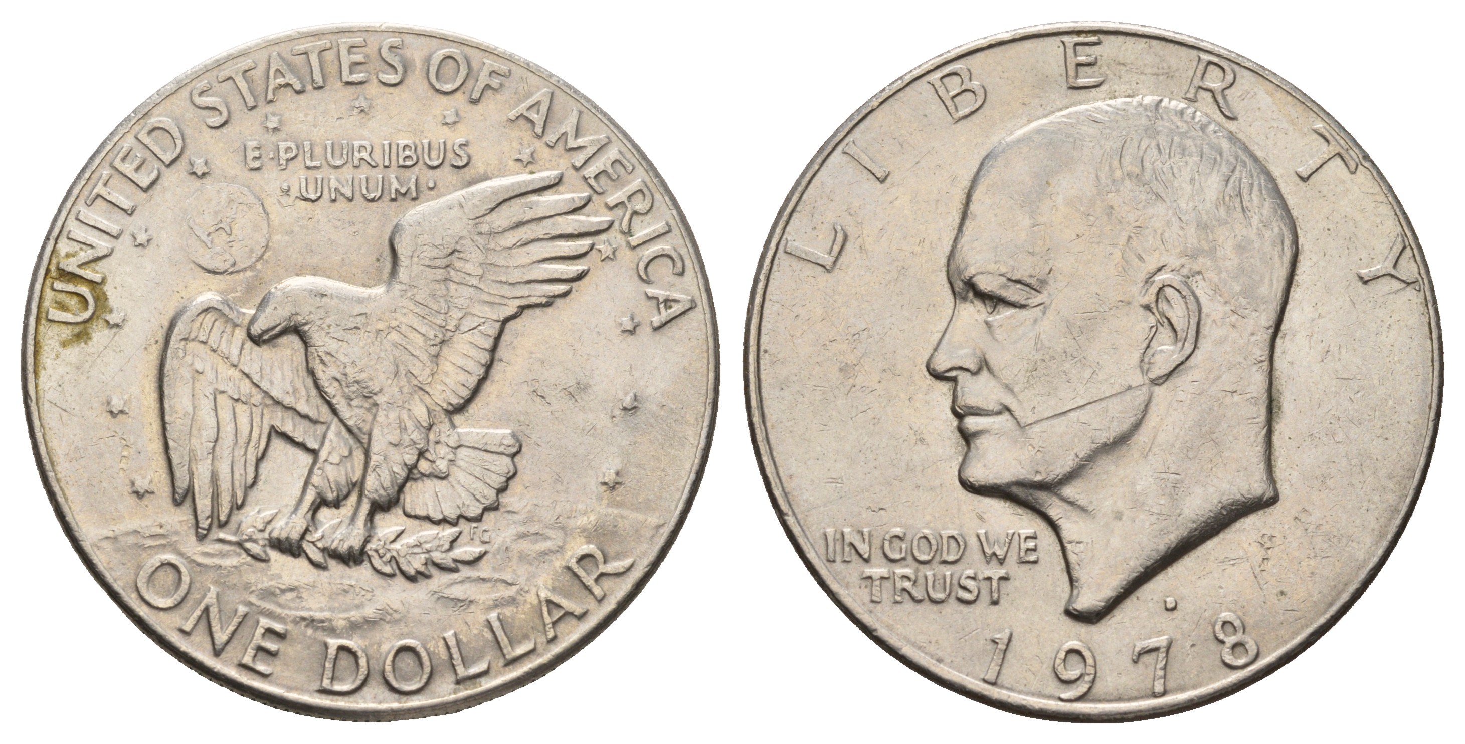 США 1 доллар 1978 D, Президент Эйзенхауэр, лунный орел KM A203 медь плакированная медно-никелем 4386-534