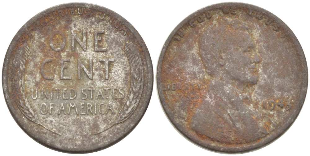 США 1 цент 1943 Авраам Линкольн KM 132а сталь плакированная цинком 218-915