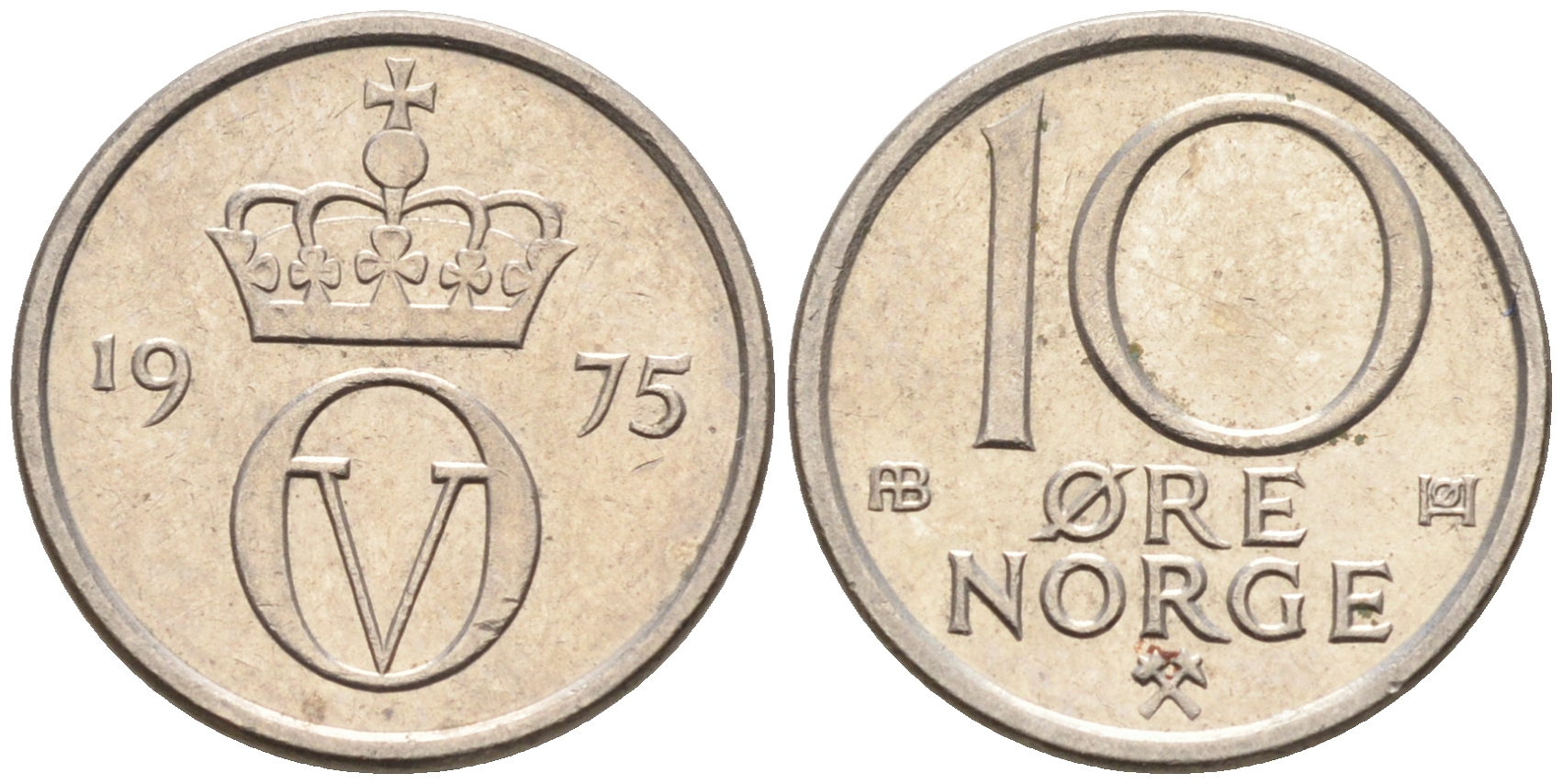 НОРВЕГИЯ 10 ЭРЕ 1975 KM 416 медно-никель 4588-327