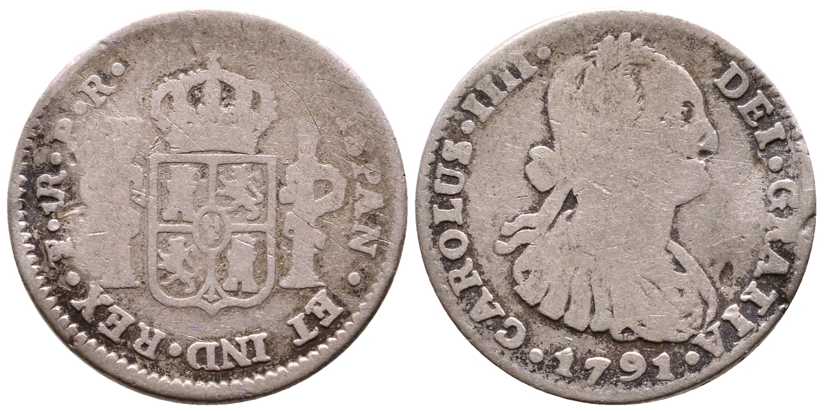 Боливия 1 реал 1791 PR, Карл IV (1788-1808) KM 70 серебро 4178-524