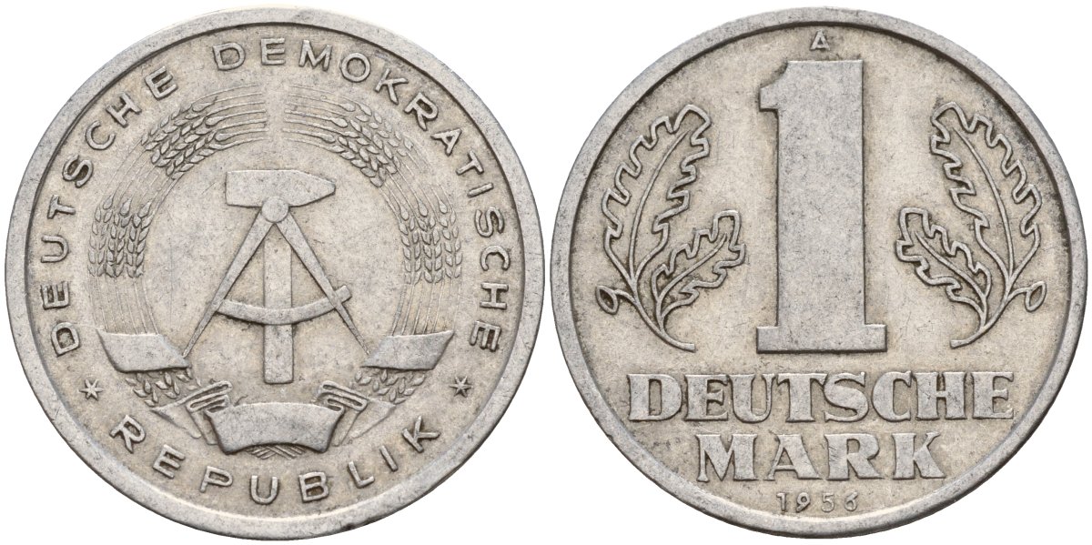 ГДР 1 марка 1956 A KM 13 алюминий 175-1034