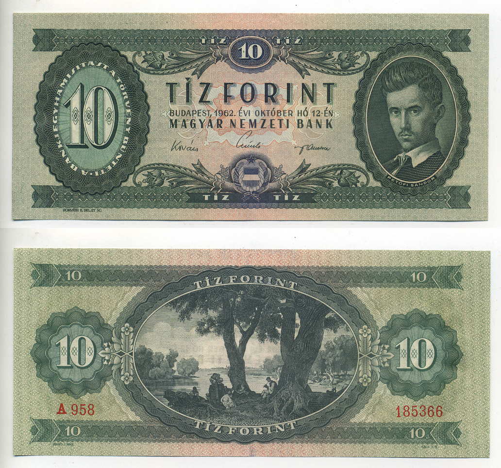 ВЕНГРИЯ 10 ФОРИНТОВ 1962 Pick 168c бумага UNC (ПРЕСС) 6294-38-2