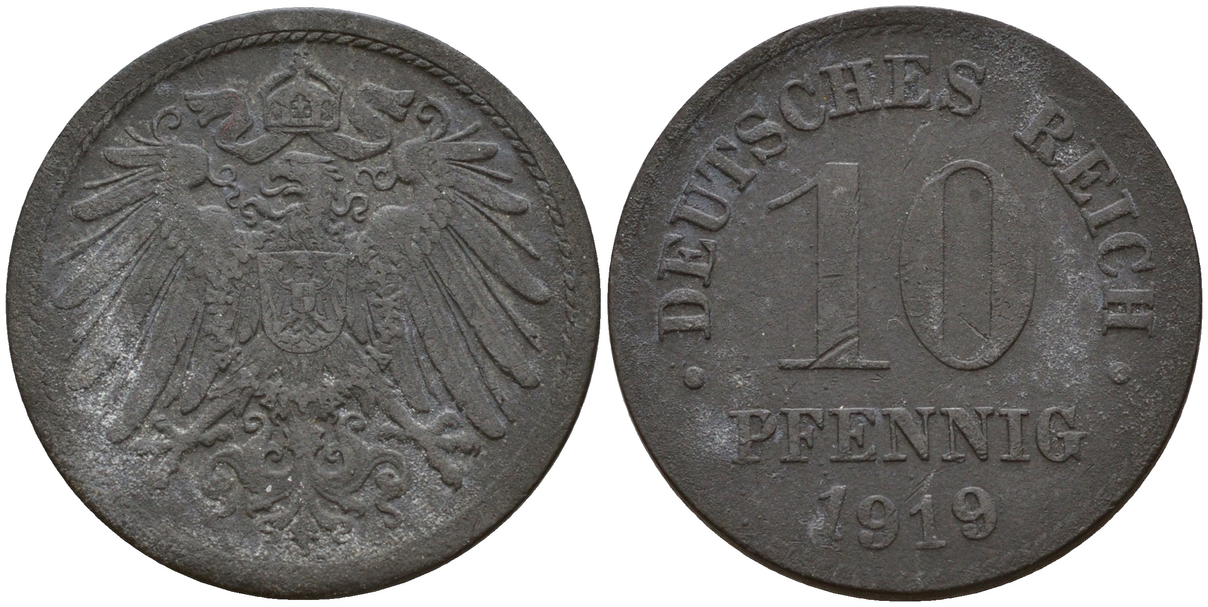 Германия 10 пфеннигов 1919  KM 26, J. 299 цинк    4601-835