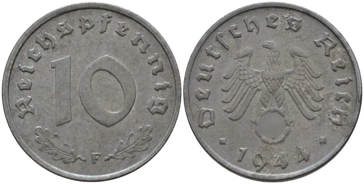 Германия 10 рейхспфеннигов 1944 J KM 101, J.371 цинк 4151-333