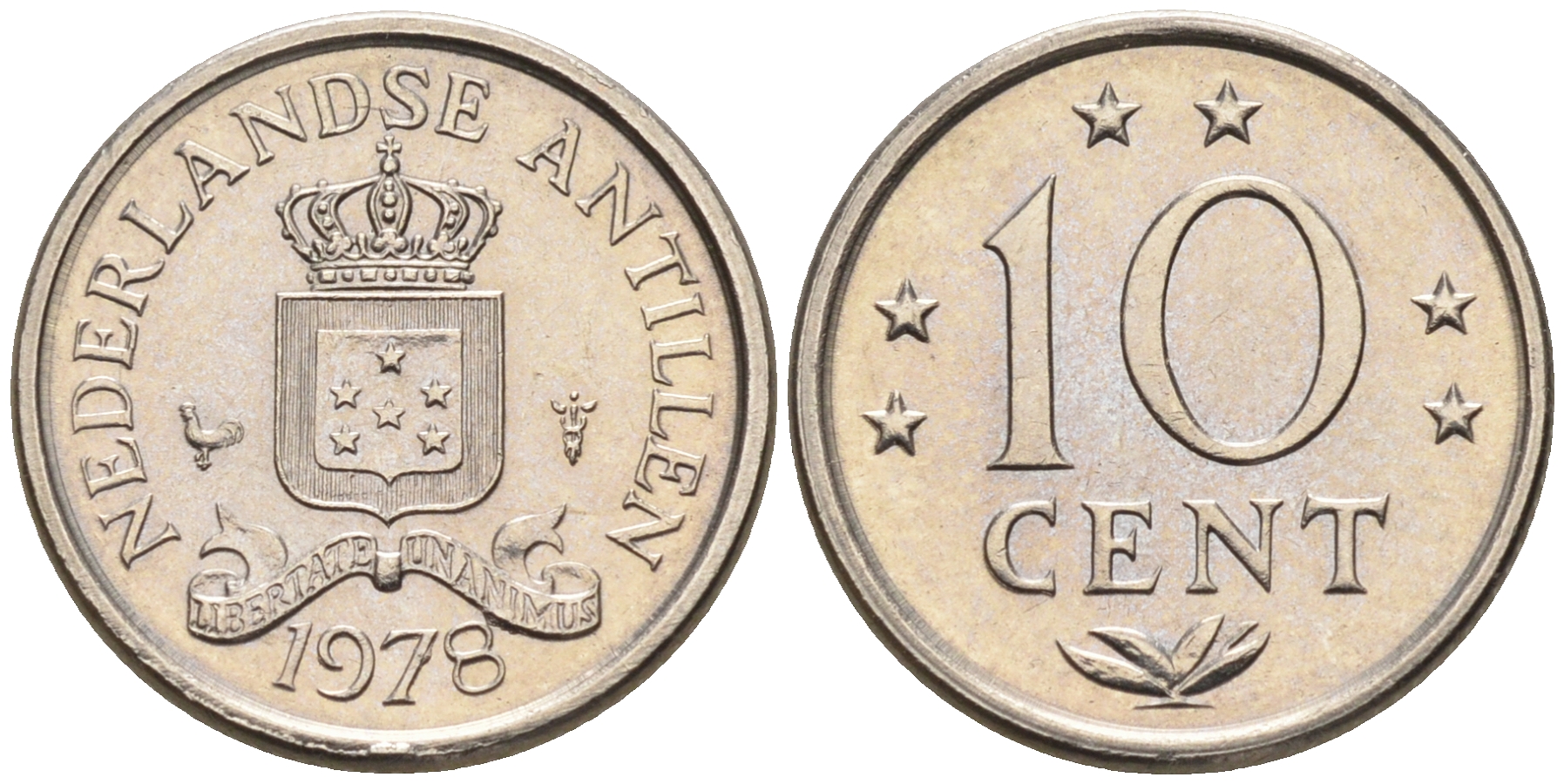 Нидерландские Антилы 10 центов 1978 Юлиана (1948-1980) KM 10 никель 4169-345