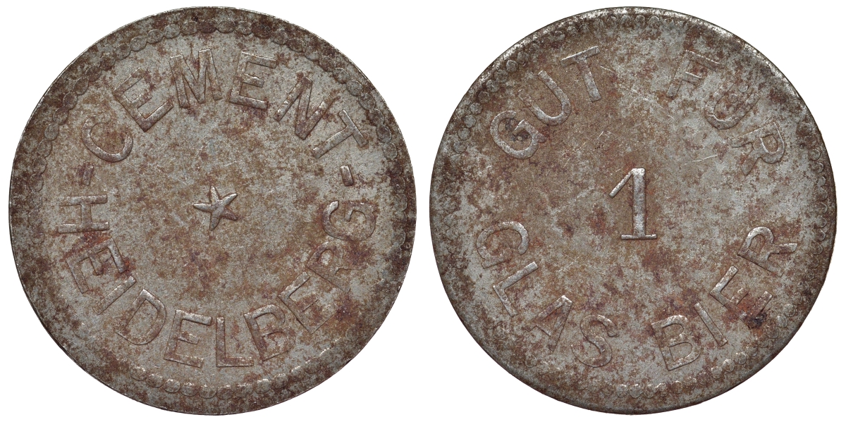 Германия, Гейдельберг 1 кружка пива ND Гейдельбергский цемент железо 4121-322