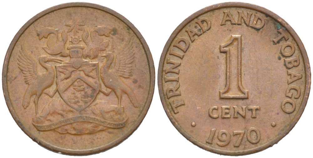 Тринидад и Тобаго 1 цент 1970 герб KM 1 бронза 218-1156