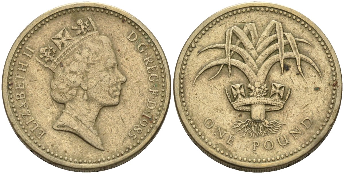 Великобритания 1 фунт 1985 Елизавета II (1952-2022) KM 941, Spink 4331 никель латунь 81-1023