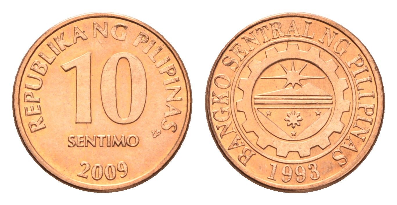 Филиппины 10 сентимо 2009 KM 270 сталь плакированная медью UNC 4668-712