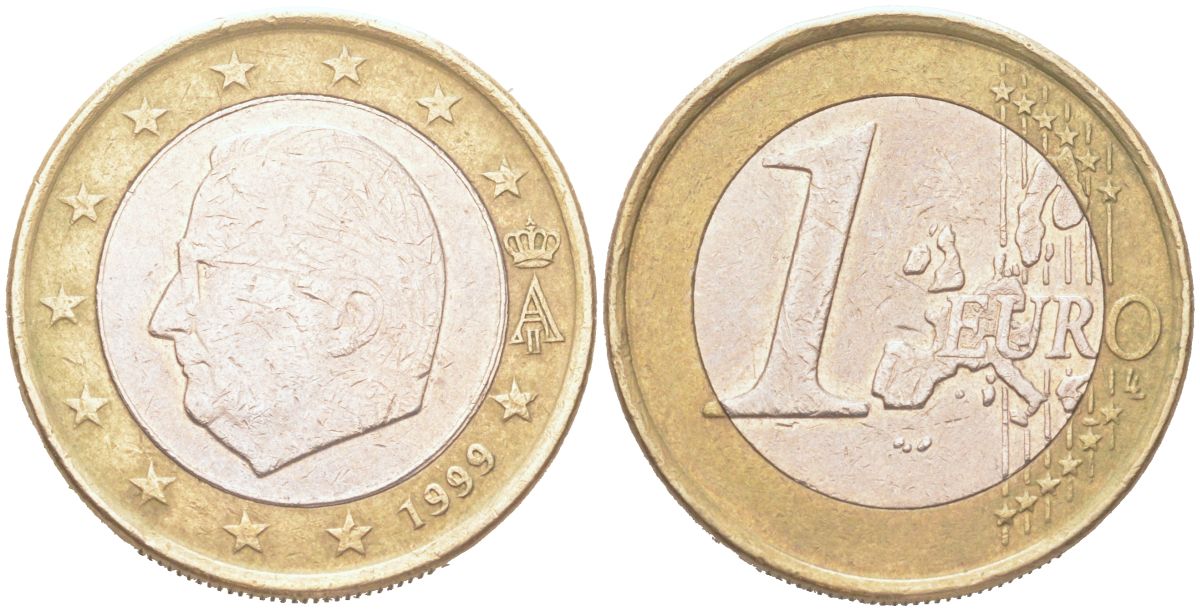 Бельгия 1 евро 1999 KM 230 биметалл 4126-427