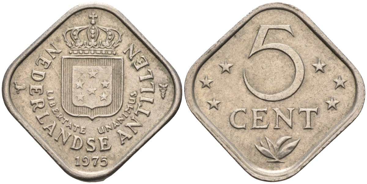 Нидерландские Антилы 5 центов 1975 Юлиана (1948-1980) KM 13 медно-никель 4586-736