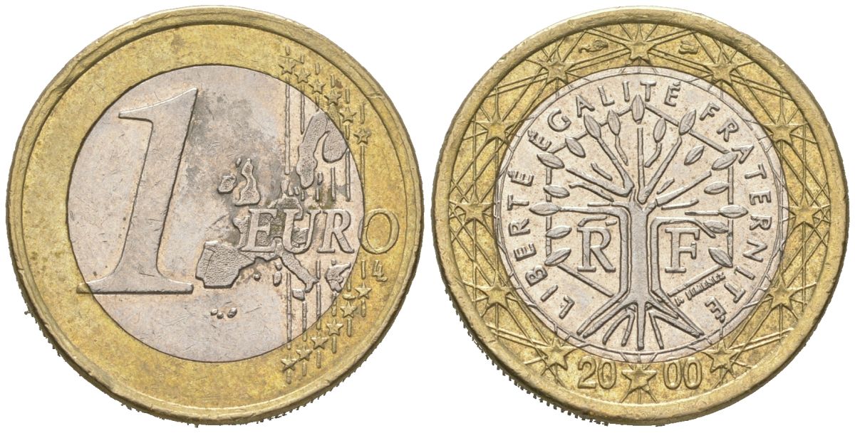 Франция 1 евро 2000 KM 1288 биметалл 4604-1037