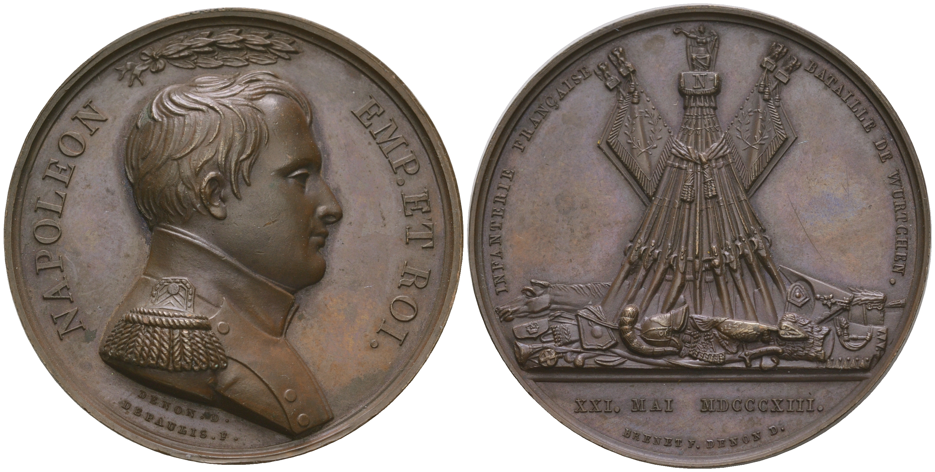 Набор бронзовых французских медалей и медальонов 1810 года. Оригинальный комплект. 0-0-00