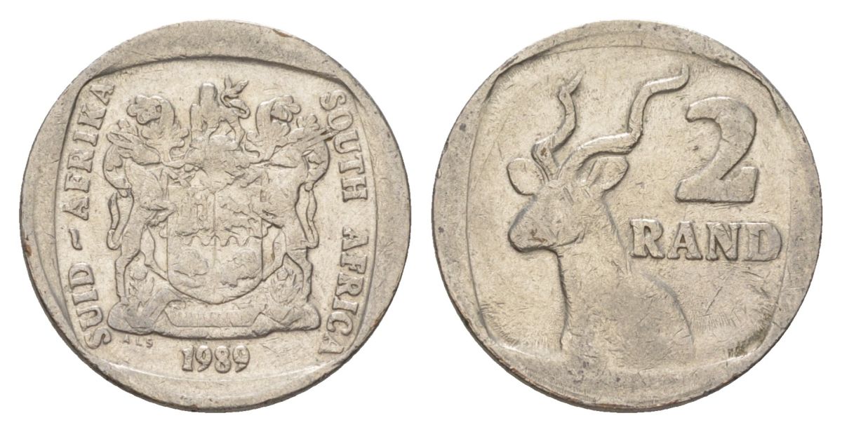 ЮАР 2 ранда 1989 KM 139 медь плакированная никелем 4626-943