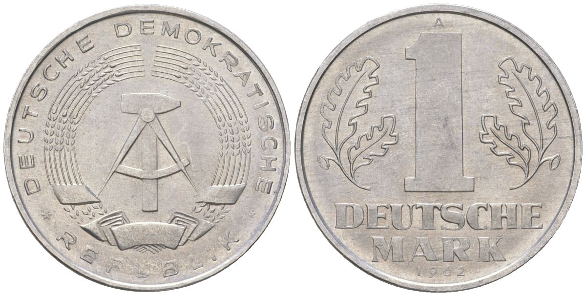 ГДР 1 марка 1962 A KM 13 алюминий aUNC 4575-623