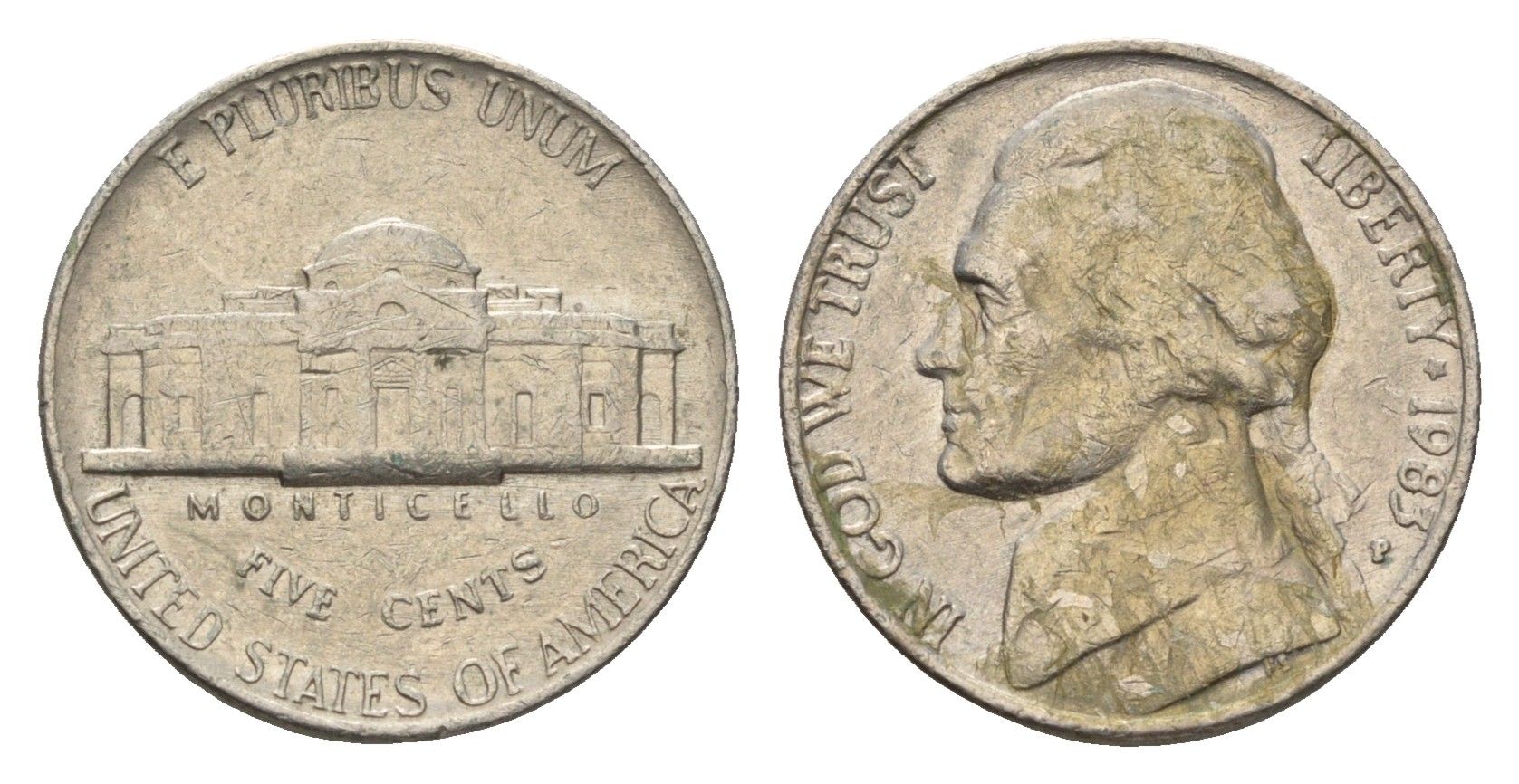 США 5 центов 1983 Джефферсон KM A192 медно-никель 4674-535