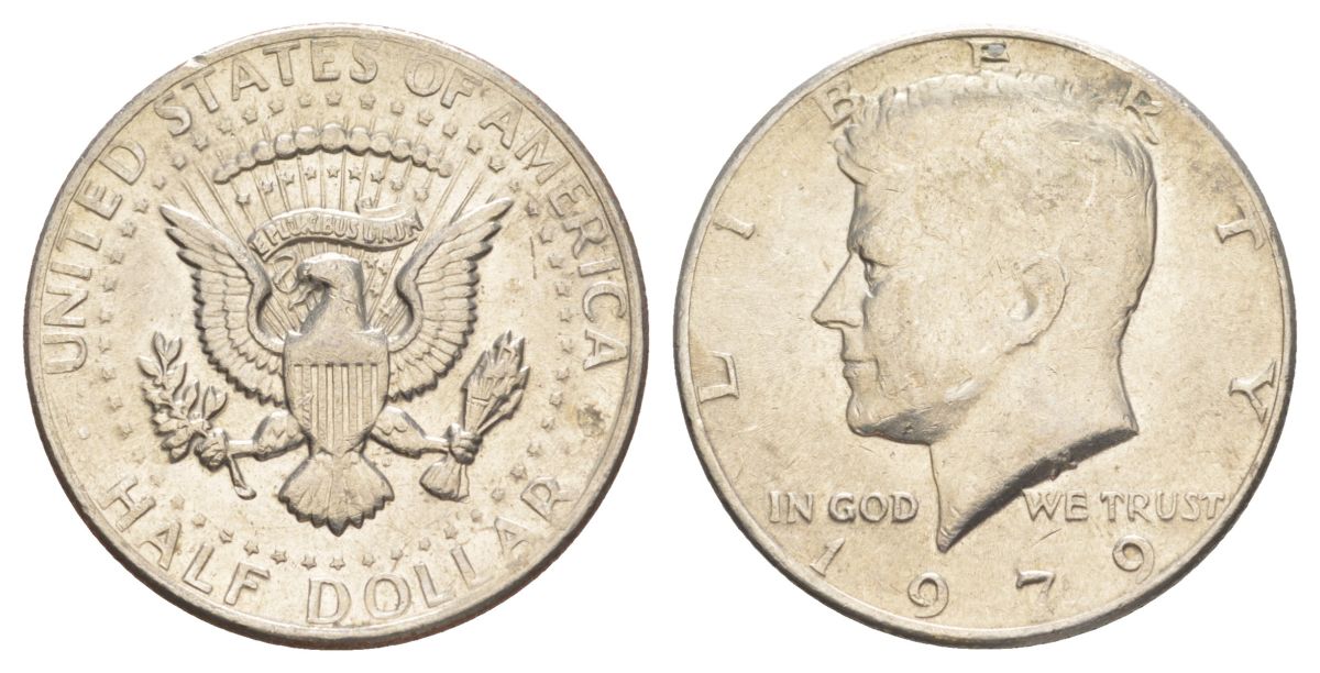 США 1/2 доллара (50 центов) 1979 Джон Кеннеди KM A202b медь плакированная медно-никелем aUNC 4542-112