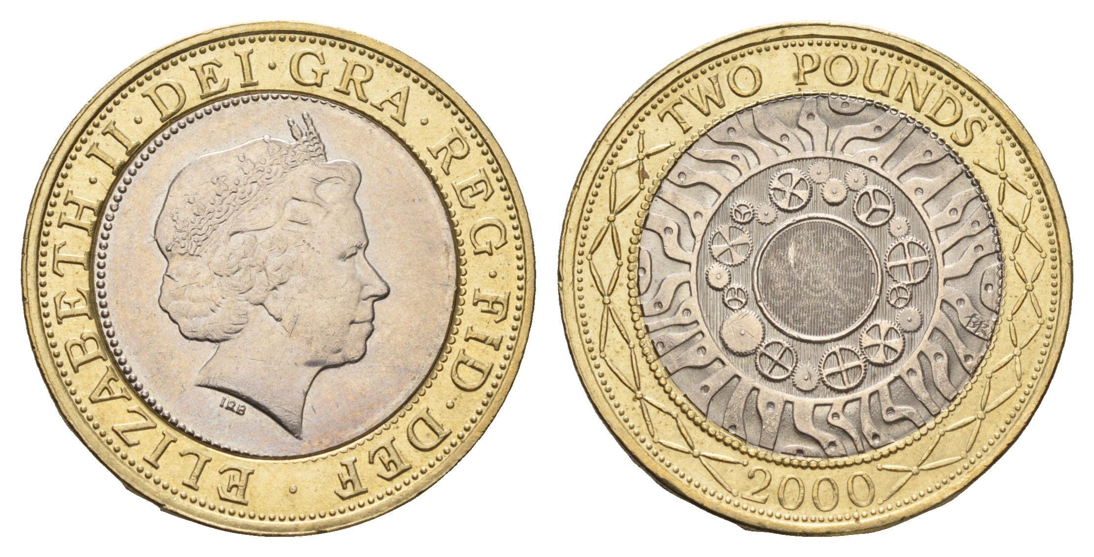 Великобритания 2 фунта 2000 Елизавета II (1952-2022) KM 994, Spink 4570 (K9) биметалл UNC 4110-1314