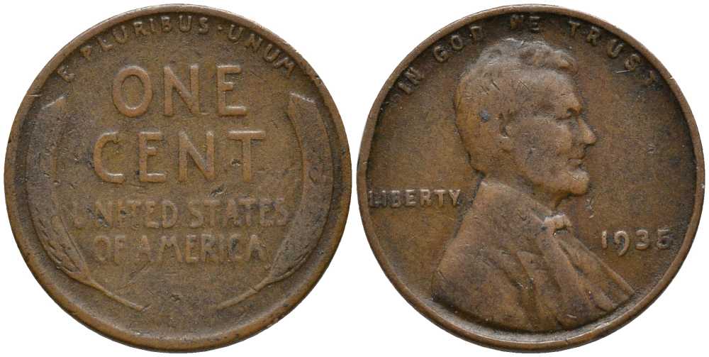 США 1 ЦЕНТ 1935 ЛИНКОЛЬН KM 132 бронза 112-629