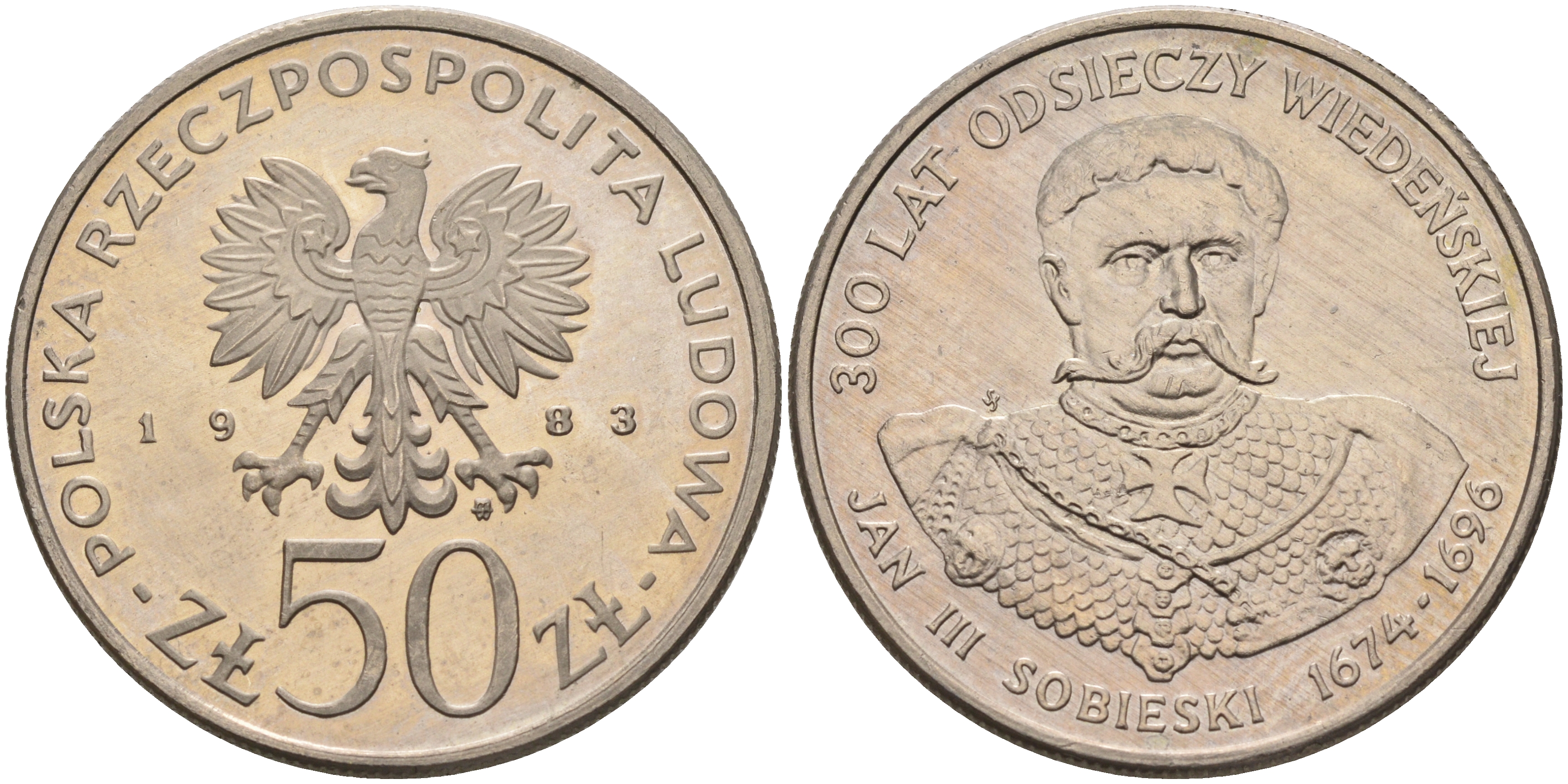 Польша 50 злотых 1983 MW, серия Польские короли, Ян III Собеский (1674-1696) KM 145, ParchImowicz 265 медно-никель  UNC  4149-214