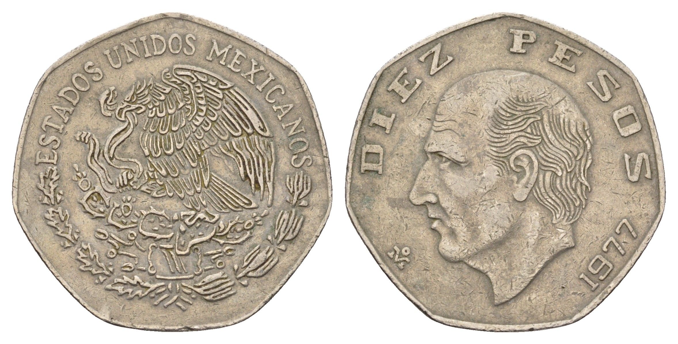 Мексика 10 песо 1977 KM 477.1 медно-никель 4661-1223