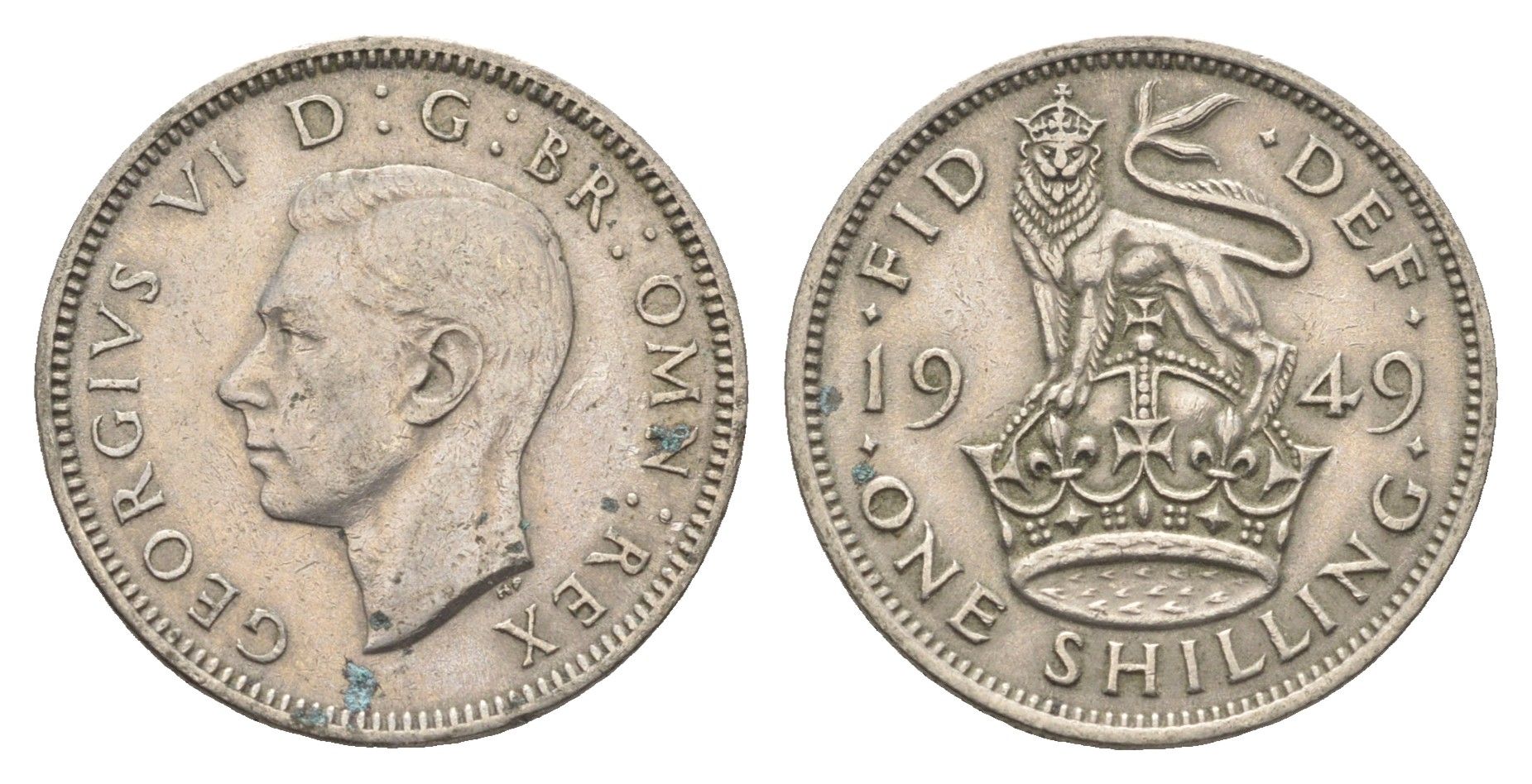 Великобритания 1 шиллинг 1949 Георг VI (1936-1952), Английский герб KM 876, Spink 4108 медно-никель 4663-143