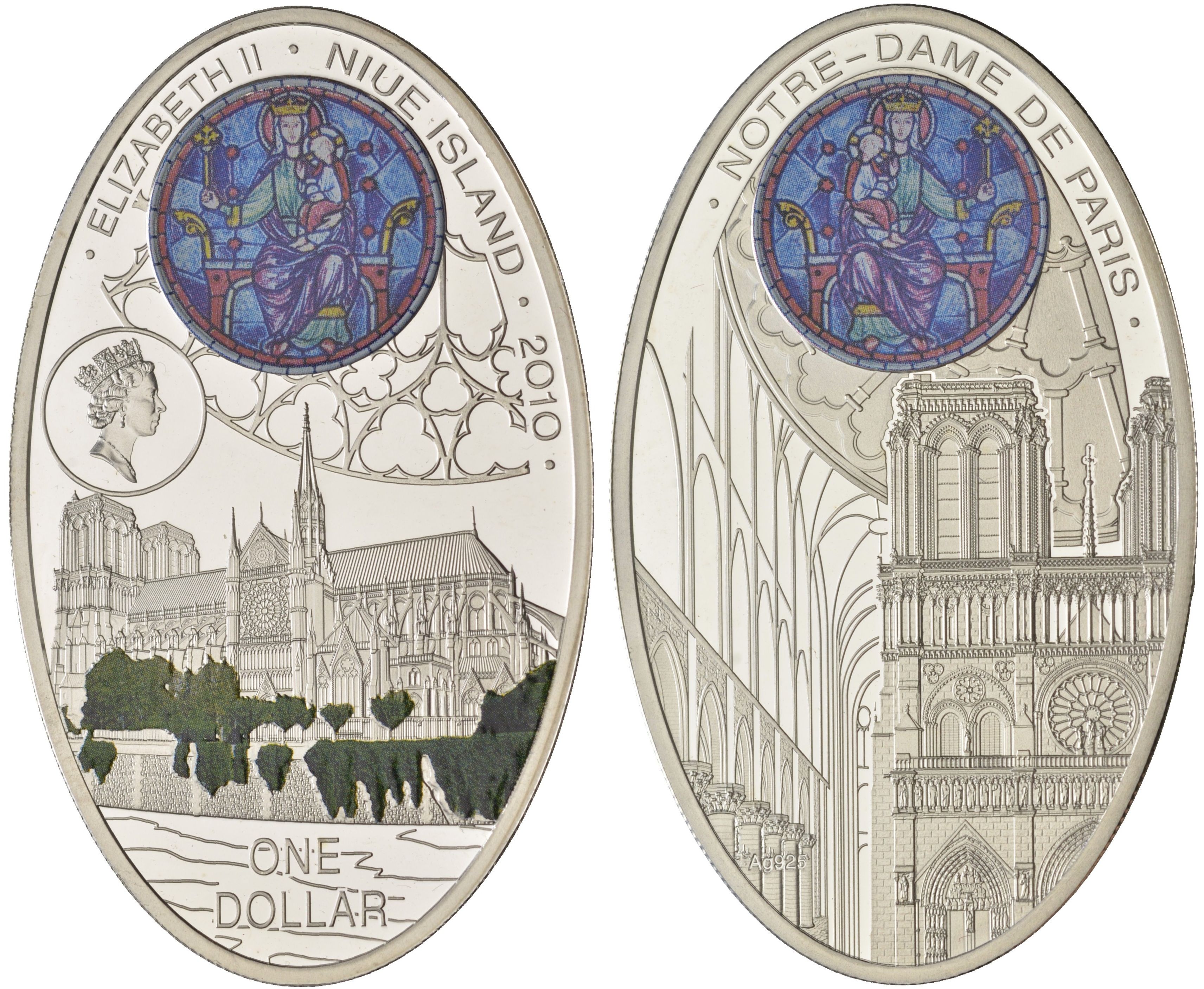 Ниуэ 1 доллар 2010 Соборы - Собор Парижской Богоматери KM 402 серебро PROOF 11-082-21