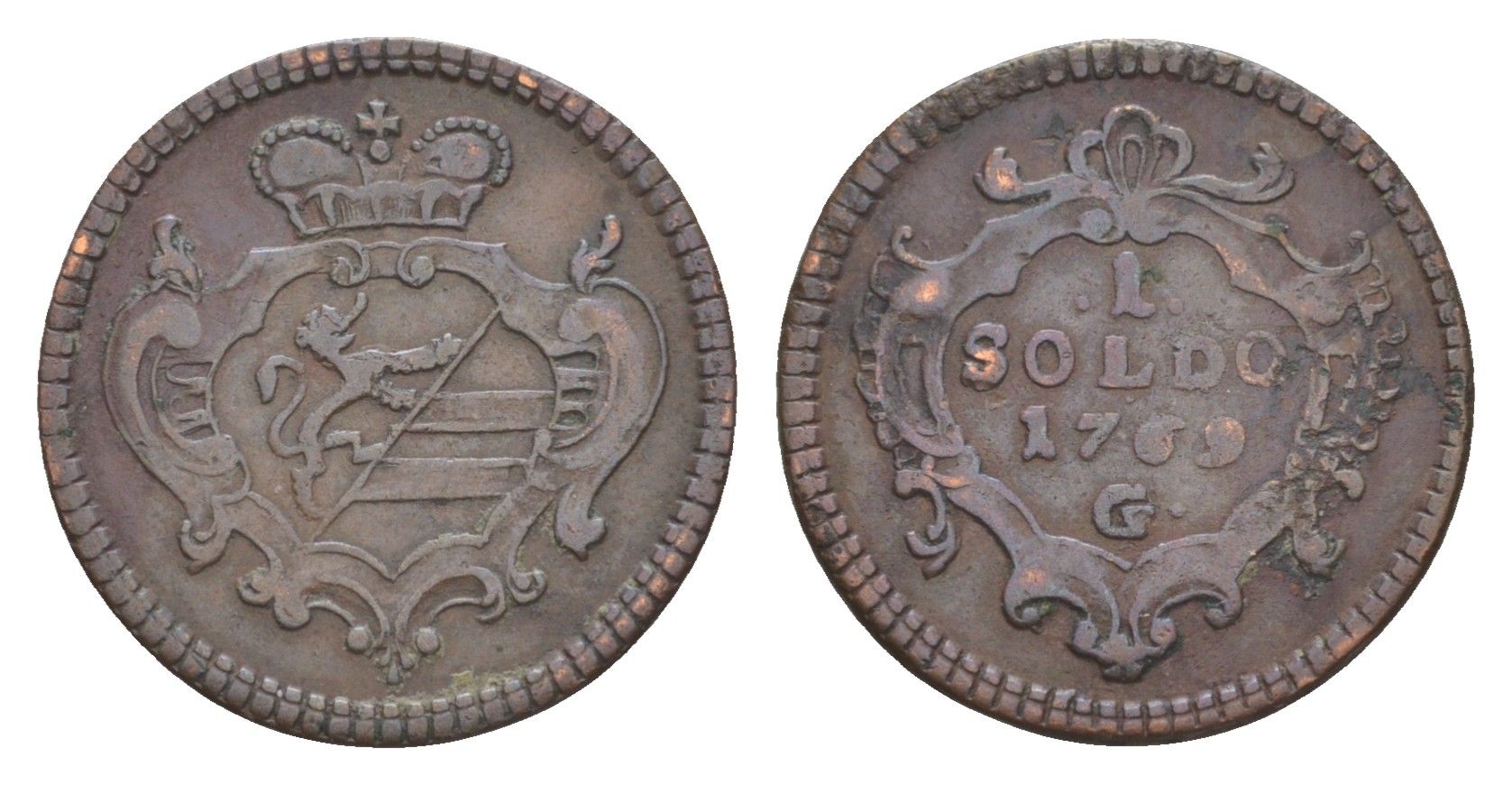 Горица и Градишка 1 сольдо 1769 G KM 17 медь 1518-1641