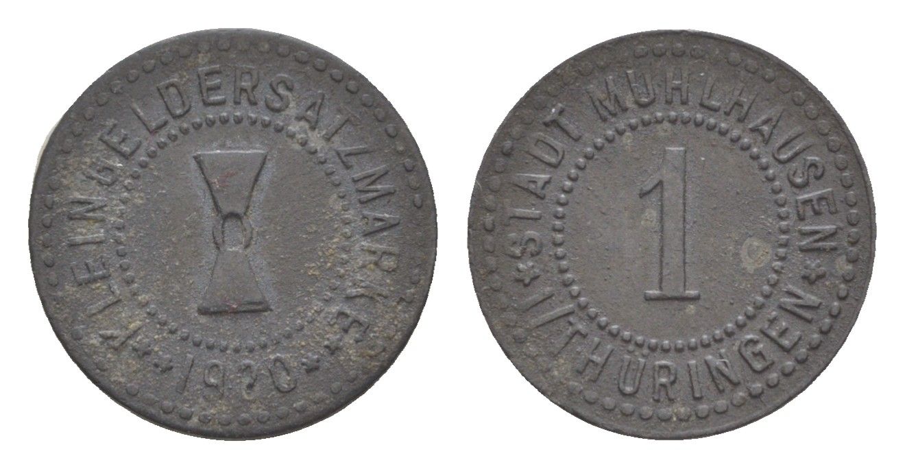Мюльхаузен в Тюрингии 1 пфенниг 1920 Funck 342.13, Men18 21432.17 цинк 4580-115