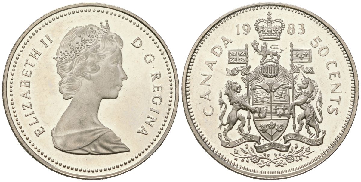 Канада 50 центов 1983 Елизавета II (1952-2022) KM 75.3 никель PROOF 4140-515