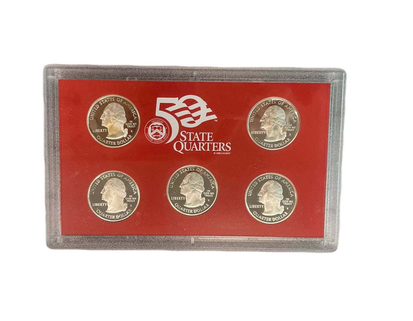 США полный годовой набор из 14 монет (1, 5, 10 (дайм) и 25 (квотер) центов; 1/2 (50 центов) и 1 доллар) 2007 в оригинальной упаковке с сертификатами KM 468, 381, 195a, A202b, 310, 396, 397, 398, 399, 400, 401, 402, 403 и 404 PROOF 5-4-1-18