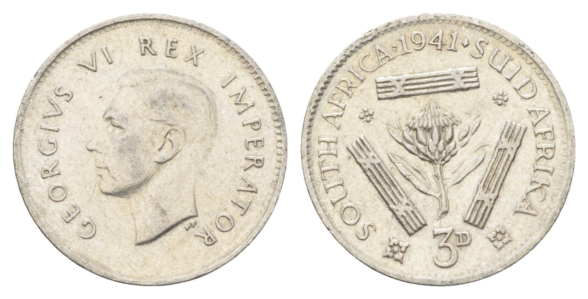 ЮАР 3 пенса 1941 Георг VI (1936-1952) KM 26 серебро 4392-256