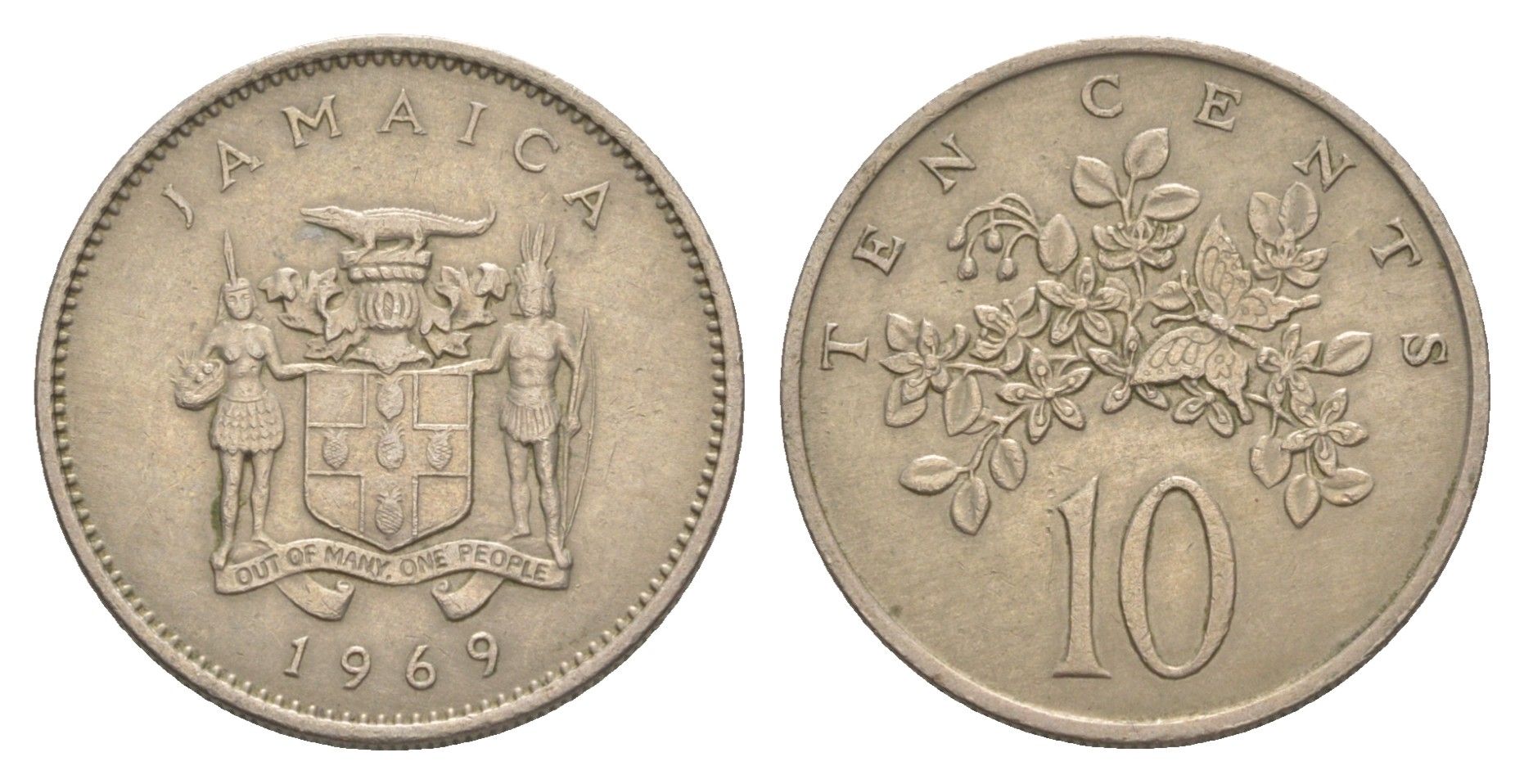 Ямайка 10 центов 1969 KM 47 медно-никель UNC 4641-754