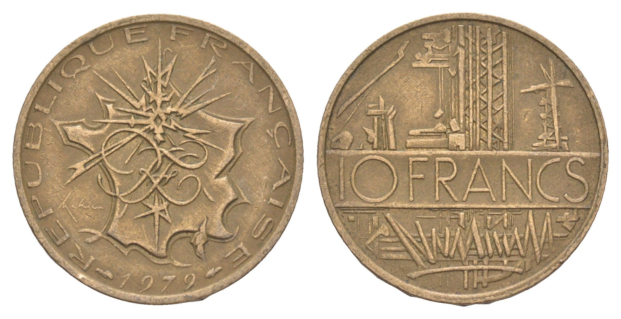 Франция 10 франков 1979 KM 940 медь алюминий никель 4543-754