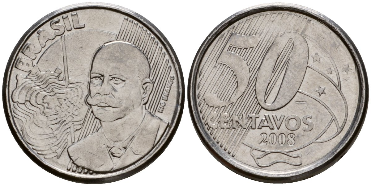Бразилия 50 сентаво 2008 KM 651a нержавеющая сталь 216-1153