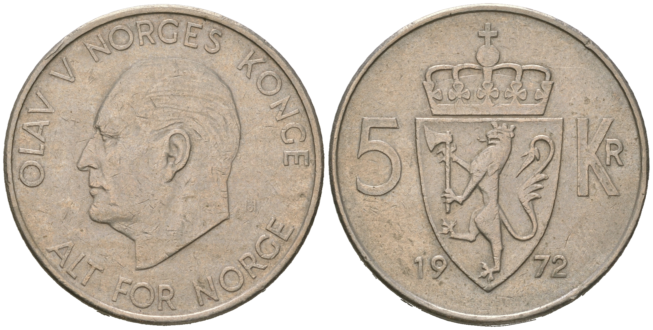 Норвегия 5 крон 1972 Улаф V (1957-1991) KM 412 медно-никель 4389-213