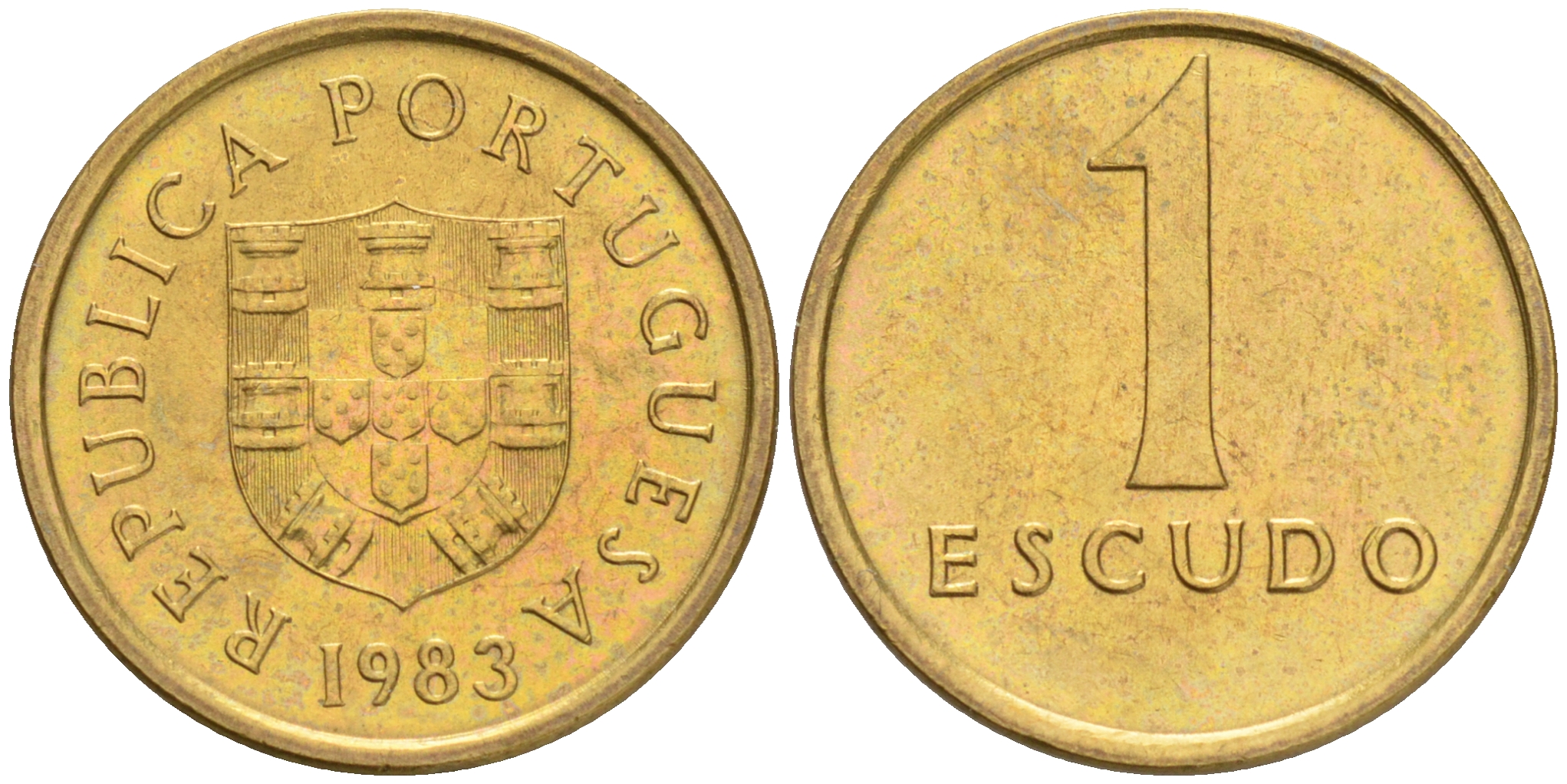 ПОРТУГАЛИЯ 1 ЭСКУДО 1983 KM 614 никель латунь 75-126