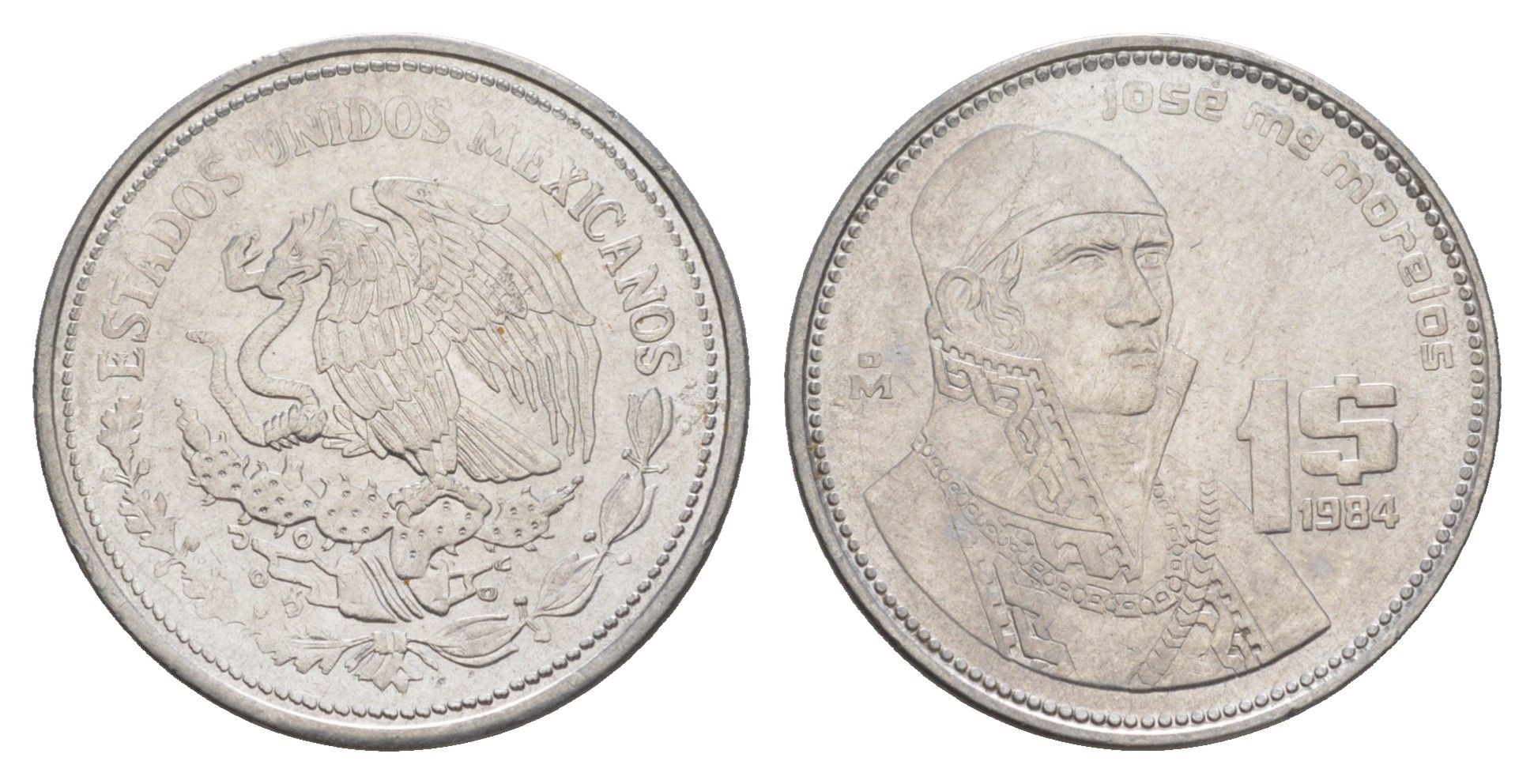 Мексика 1 песо 1984 Mo KM 496 медно-никель UNC 4637-621