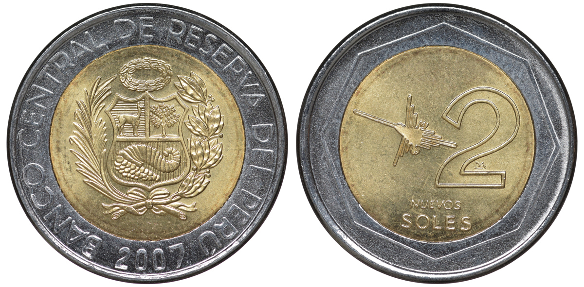 Перу 2 новых соля 2007 LIMA KM 313 биметалл UNC 4605-132