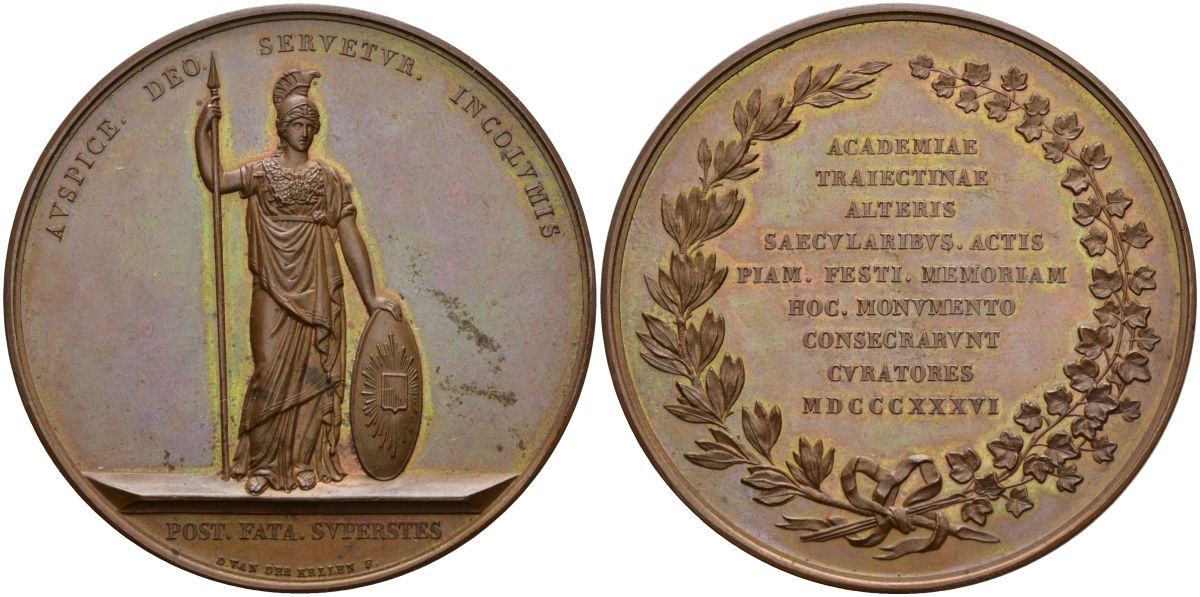 Нидерланды медаль 1836 AVSPICE DEO SERVETVR INCOLVMIS, диаметр 54 мм., вес 60 гр. бронза 1097-4-13