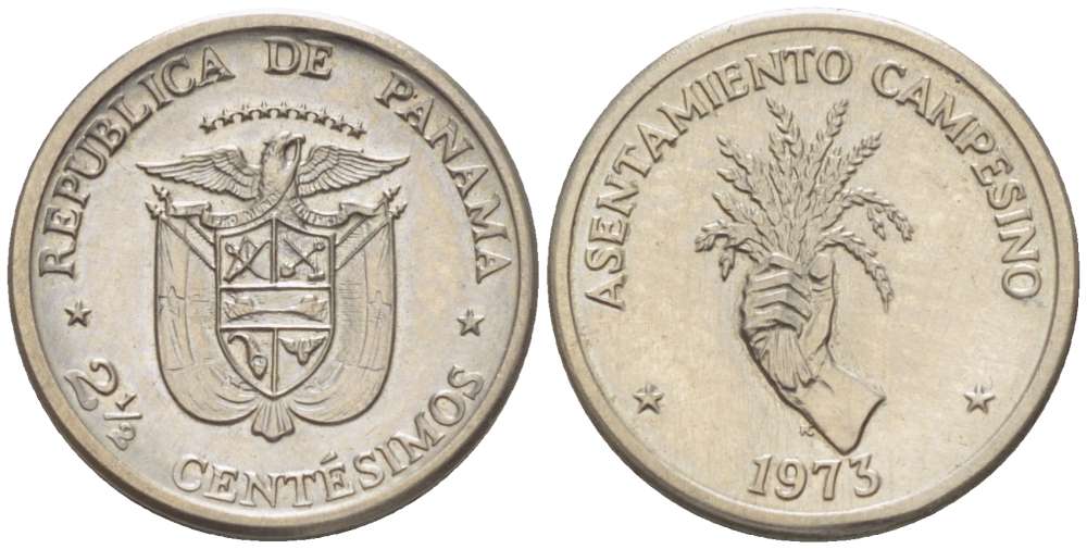 Панама 2 1/2 сентесимо 1973 ФАО, сельское хозяйство KM 32 медь плакированная медно-никелем 4516-744