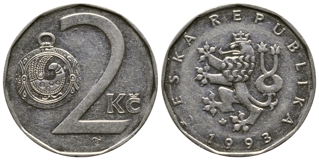 Чехия 2 кроны 1993 KM 9 сталь плакированная никелем 4364-4441