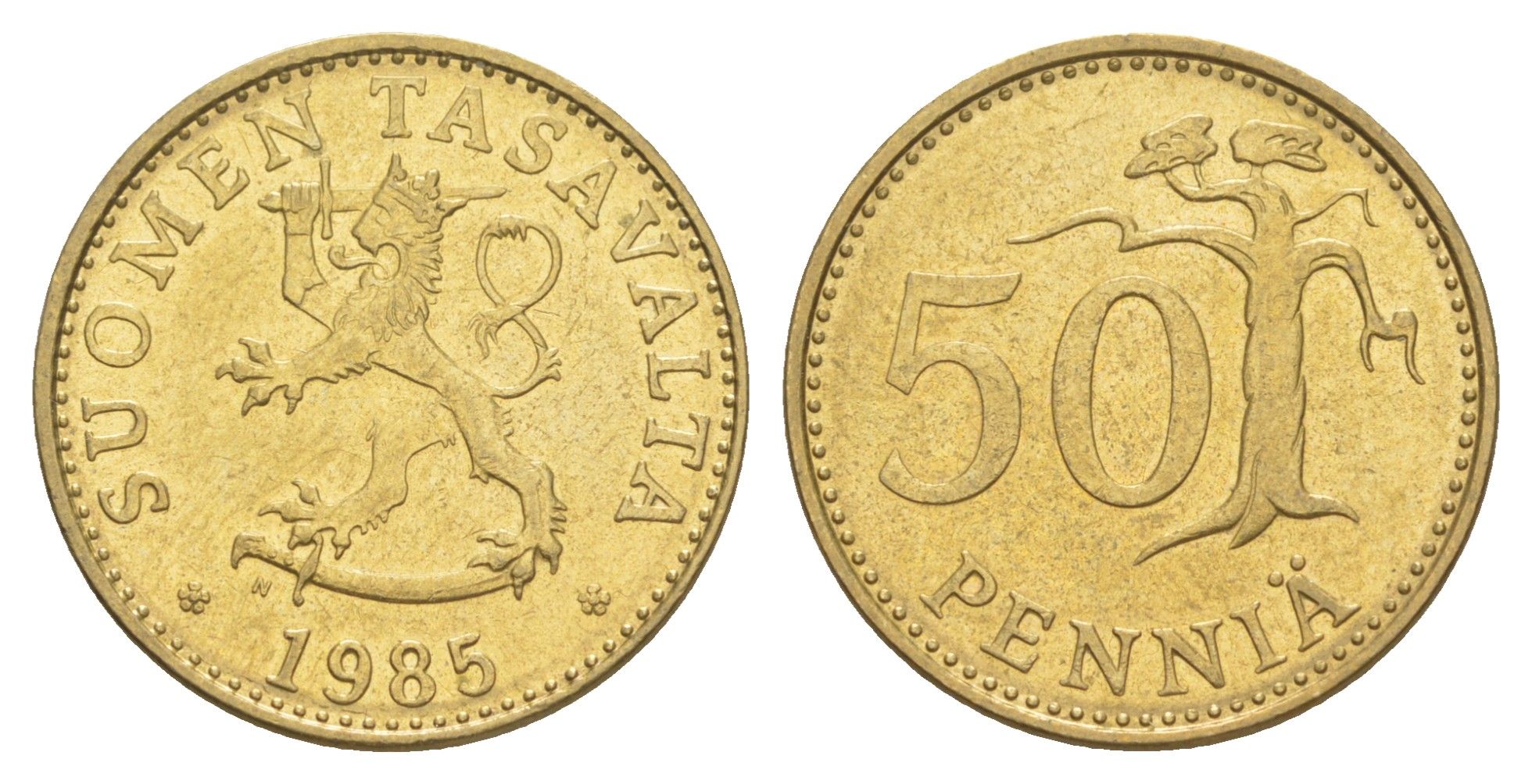 Финляндия 50 пенни 1985 KM 48 алюминиевая бронза UNC 4648-521