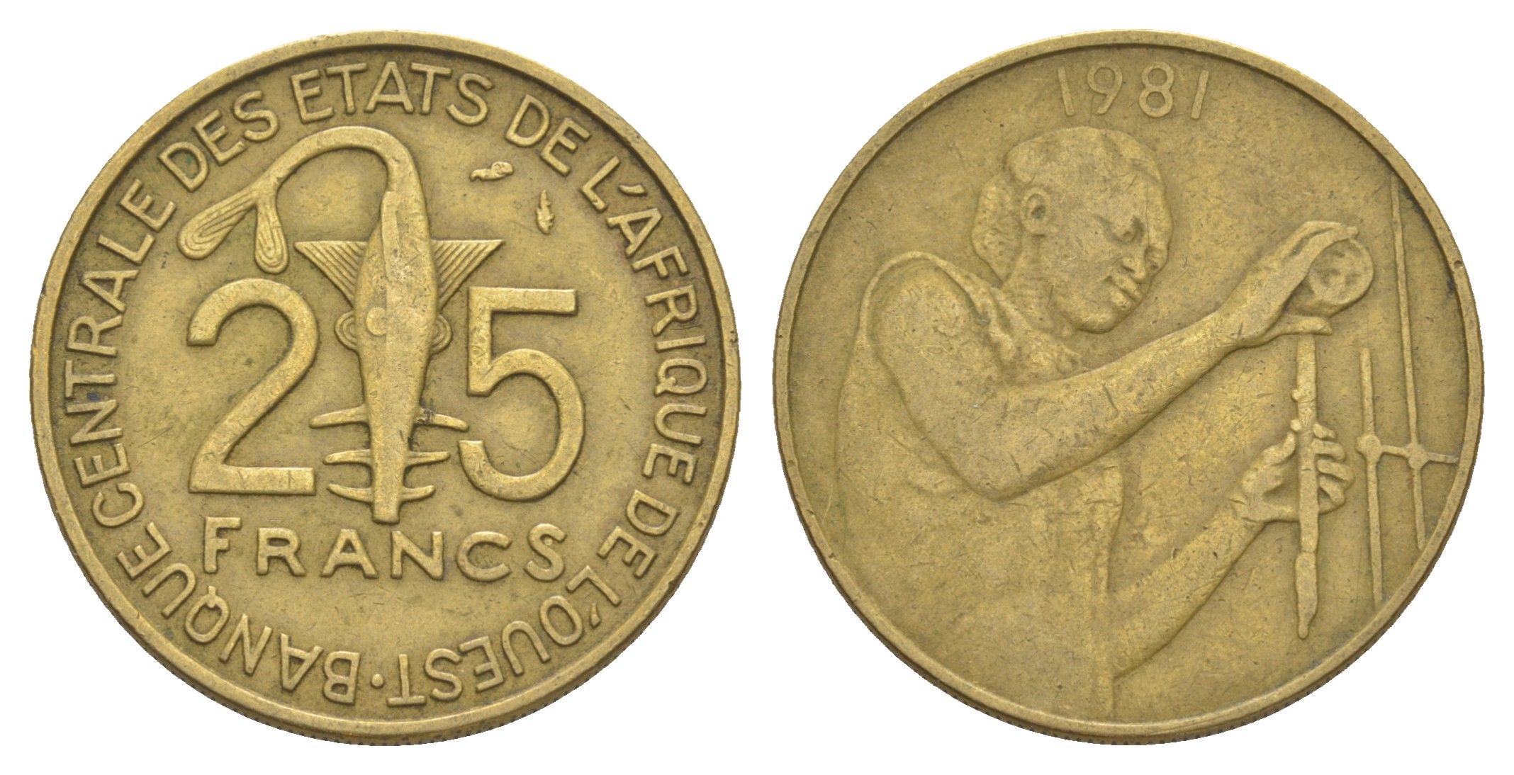 Западная Африка (BCEAO) 25 франков 1981 KM 9 алюминиевая бронза 4612-1141