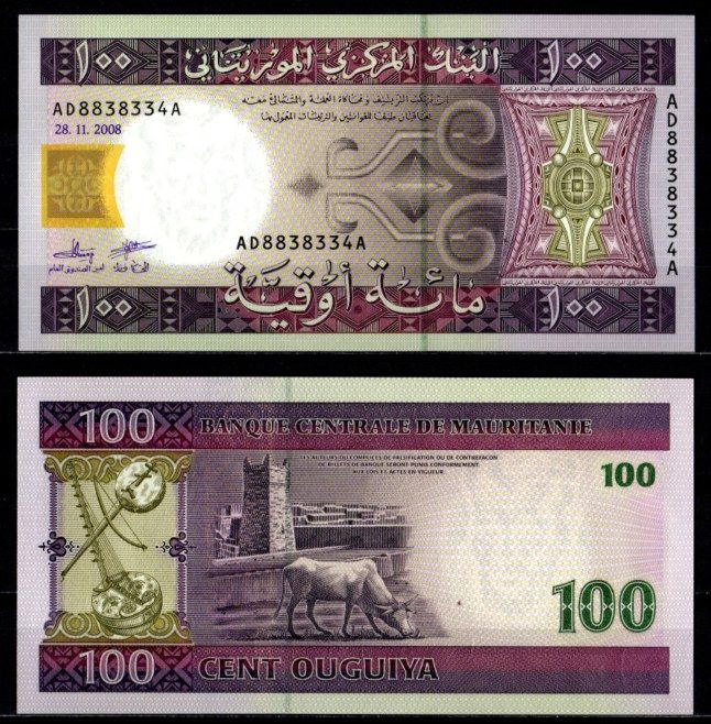 Мавритания 100 угий 2008 Pick 10 a бумага UNC (пресс) 7214-62-1-1