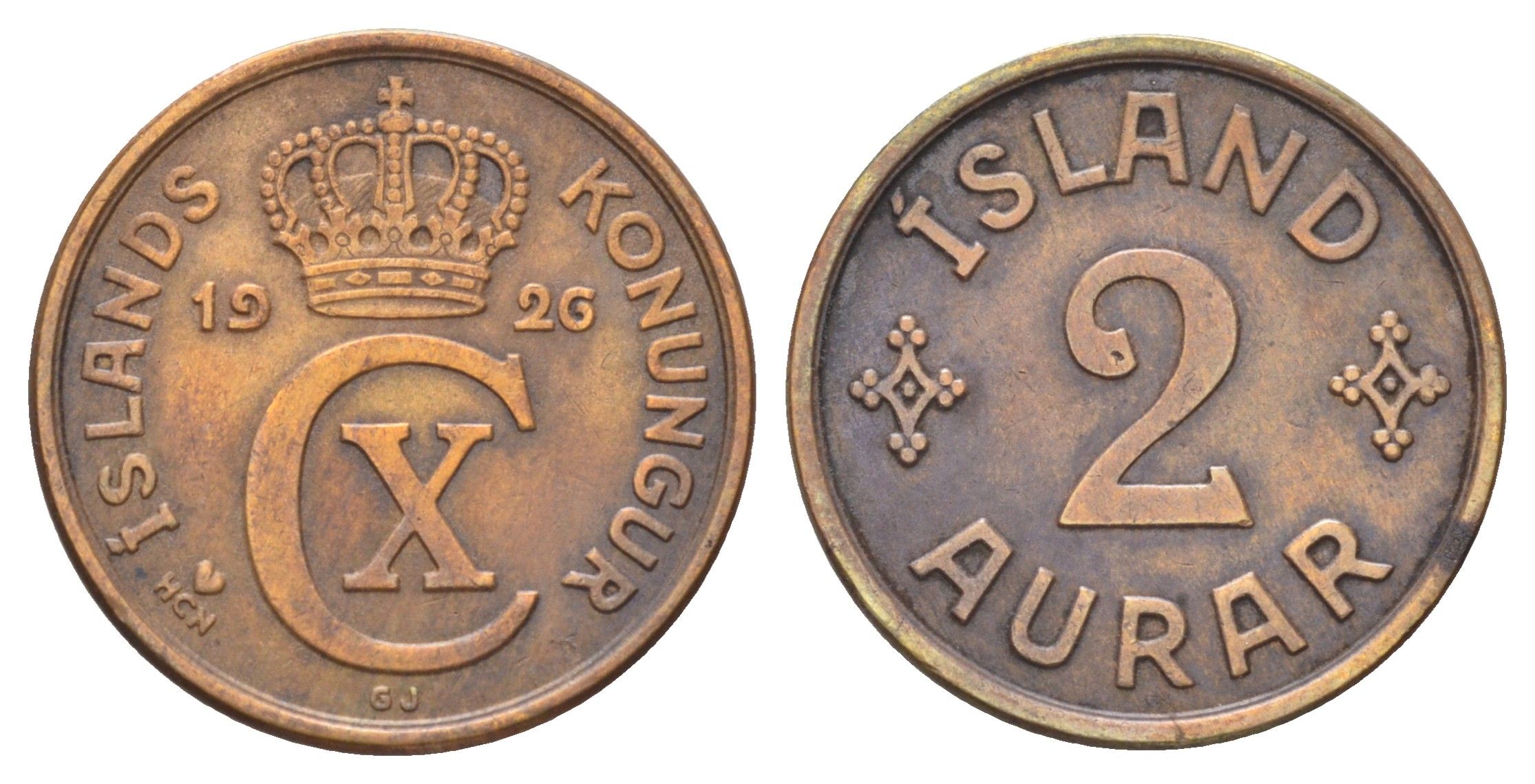 Исландия 2 эйре 1926 KM 6.1 бронза 4668-915