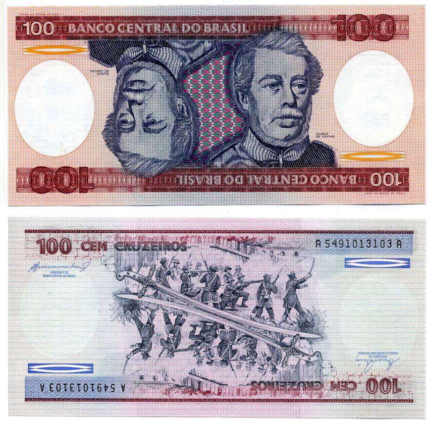 БРАЗИЛИЯ 100 КРУЗЕЙРО 1984 ПОДПИСЬ 21 Pick 198b бумага UNC (ПРЕСС) 7486-65-3-1